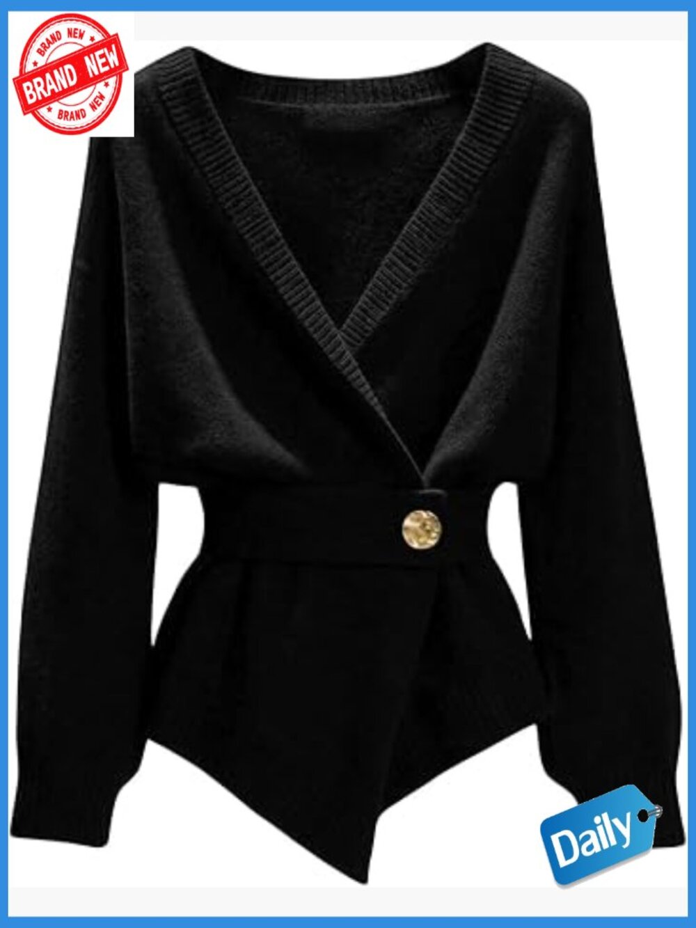 Old Money Asymmetrical Belted Cardigan Wrap Sweater